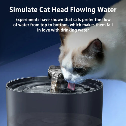 Bebedouro Elétrico Silencioso 2,2L USB com Filtro para Gatos e Cães - Orelha de Gato