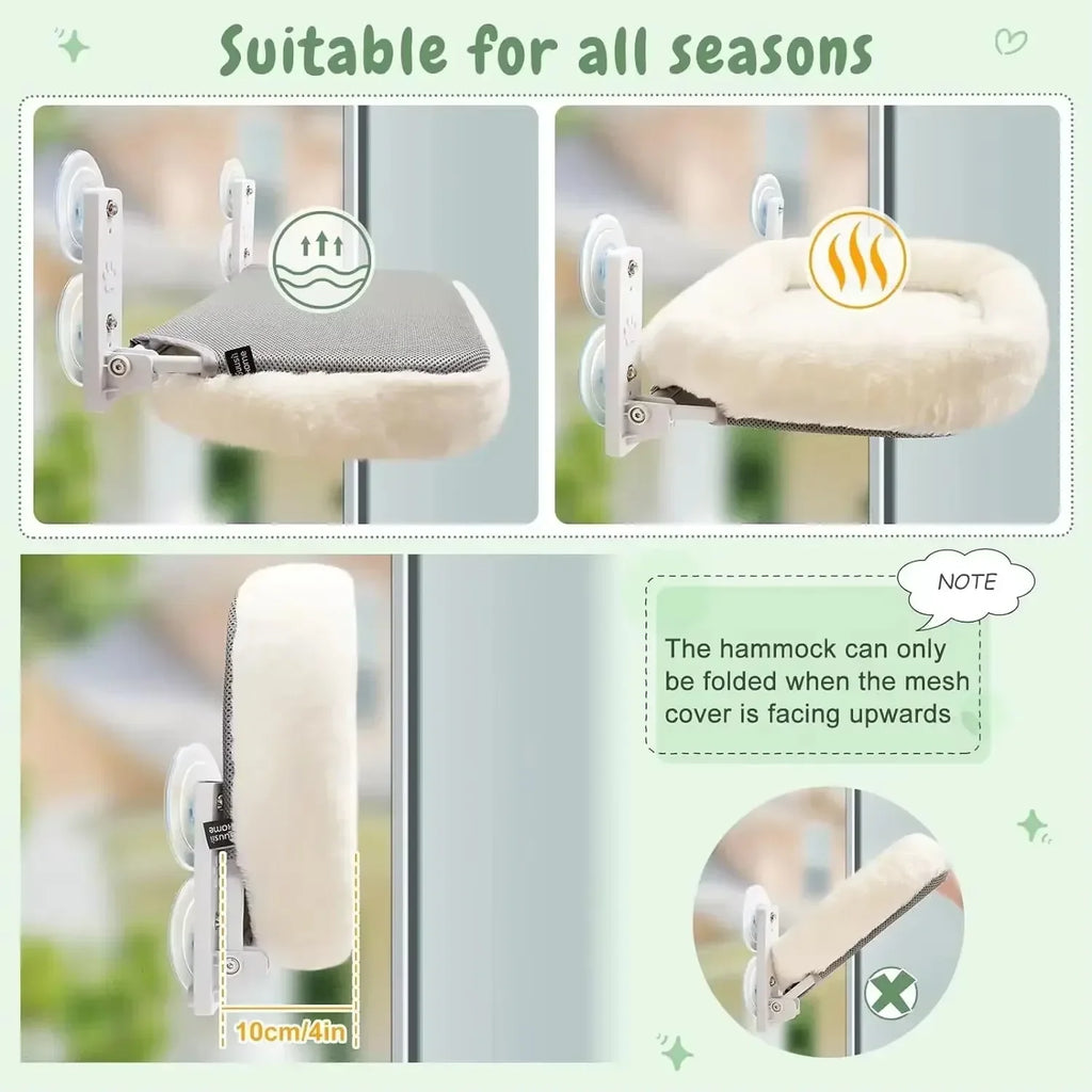 Cat Window Hammock Suction Cup Hanging Bed Pet Sunbathing Glass Perch for Balcony Pet Nest