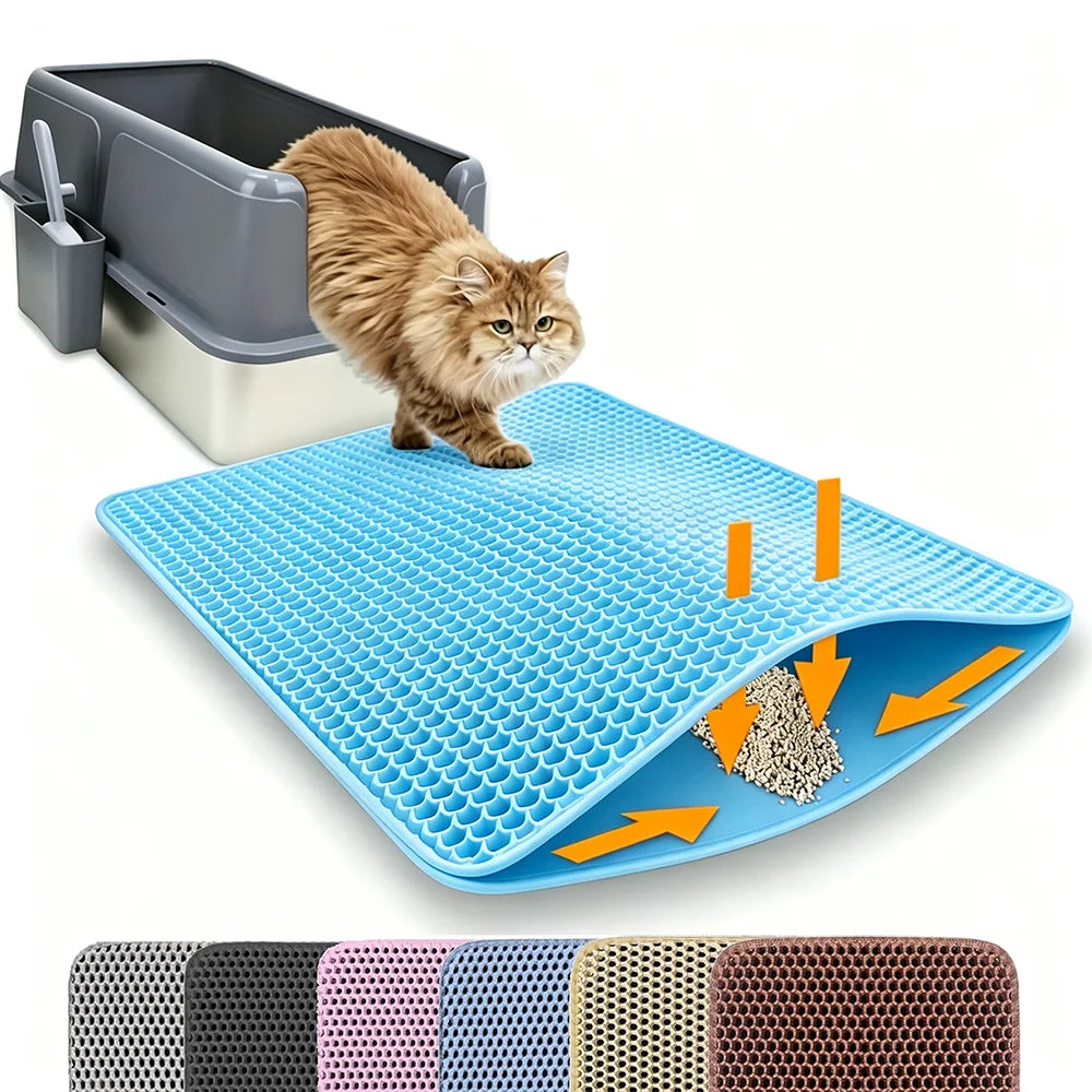 Tapete Dupla Camada Impermeável Antiderrapante para Caixa de Areia de Gatos