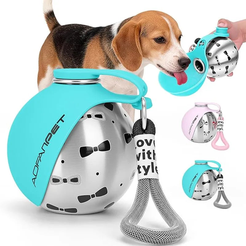 Portable Dog Water Bottle Stainless Steel Travel Cat Water Dispenser with Bowl Leak-Proof Puppy Travel Pet Supplies