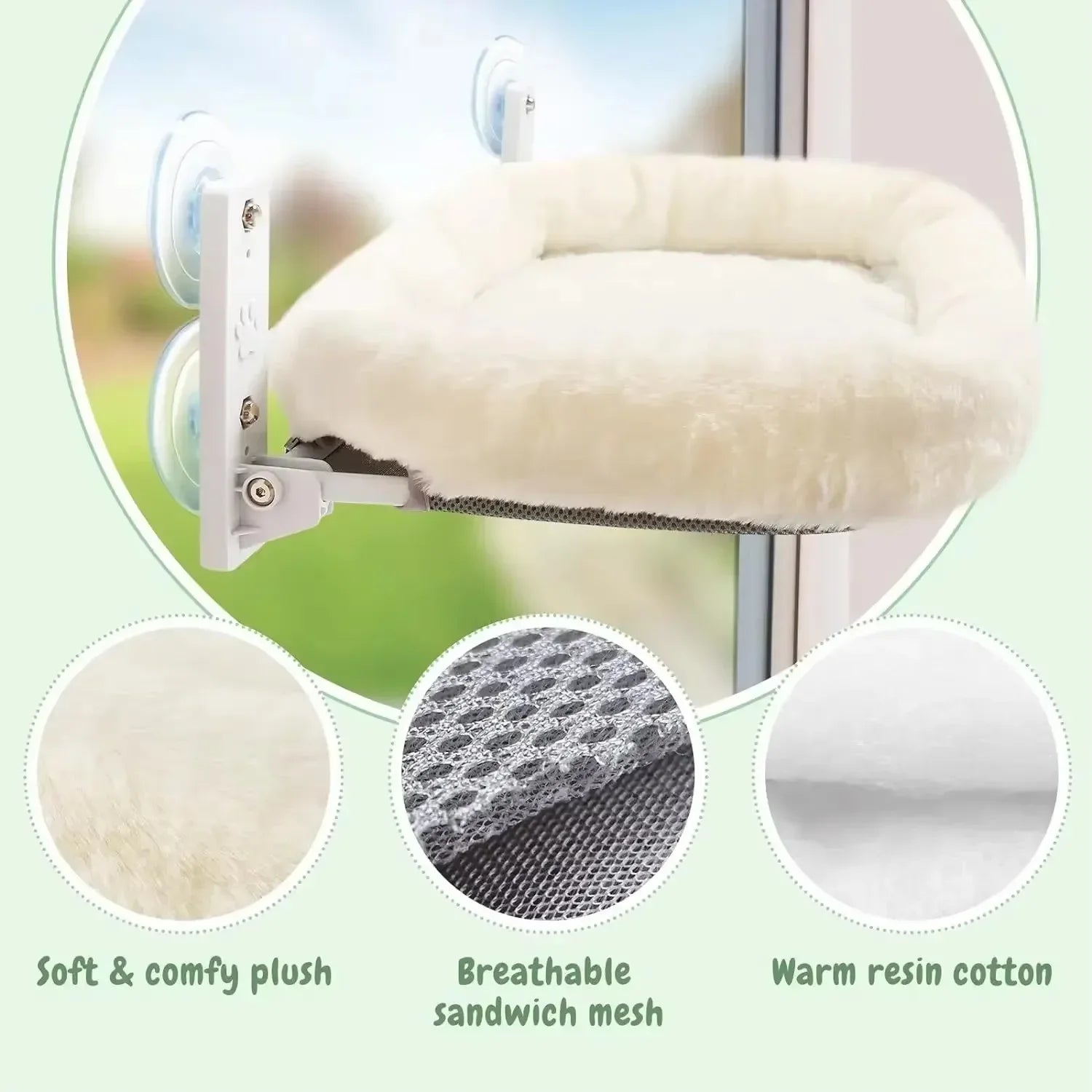Cat Window Hammock Suction Cup Hanging Bed Pet Sunbathing Glass Perch for Balcony Pet Nest