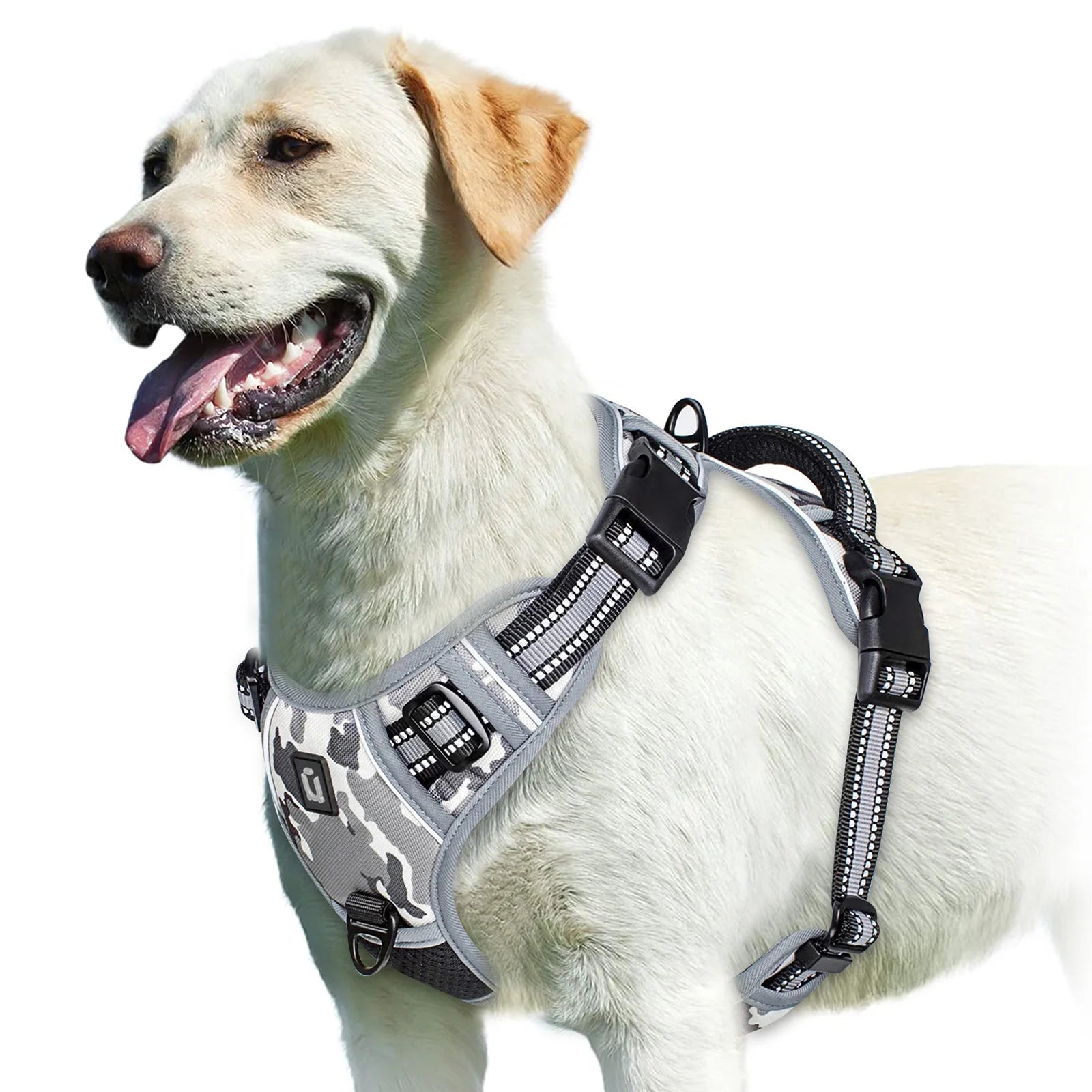 Peitoral Vest Anti-Puxão Acolchoado com Alça de Controle e Refletivo para Cães