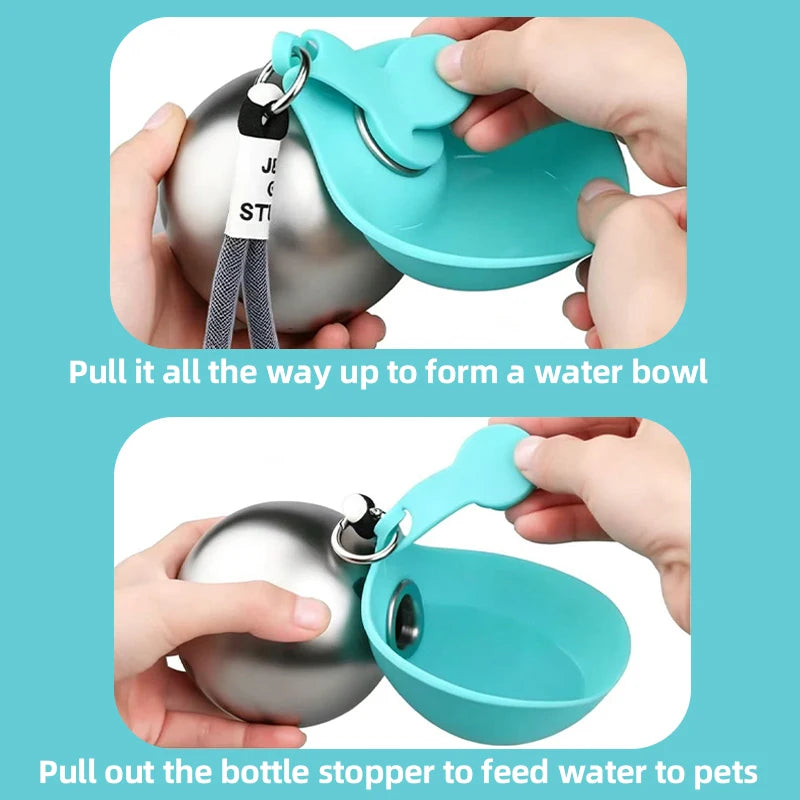Portable Dog Water Bottle Stainless Steel Travel Cat Water Dispenser with Bowl Leak-Proof Puppy Travel Pet Supplies