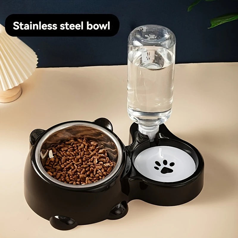 Comedouro e Bebedouro Automático Integrado para Gatos e Cães - Sem Bateria