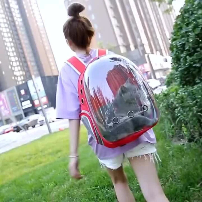Cat Backpack Carrier with 360° Transparent Bubble and Breathable Design – Spacious Lightweight Travel Bag for Outdoor Adventures