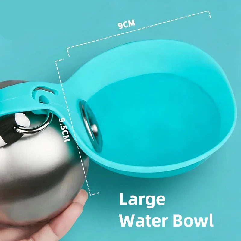 Portable Dog Water Bottle Stainless Steel Travel Cat Water Dispenser with Bowl Leak-Proof Puppy Travel Pet Supplies