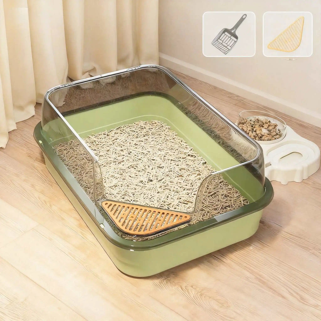 L Cat Litter Box Semi-enclosed Anti Splash Cat Tray Kitten Toilet Easy Cleaning Toilet Basin Persian Cat Supply Pet Accessories