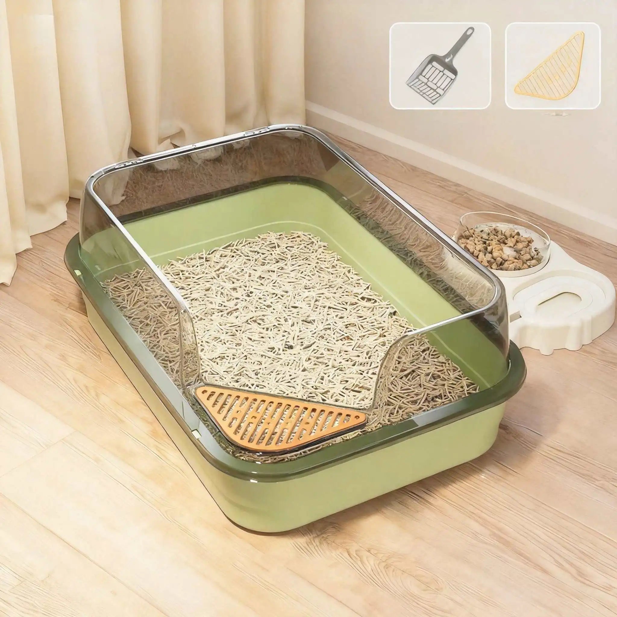 L Cat Litter Box Semi-enclosed Anti Splash Cat Tray Kitten Toilet Easy Cleaning Toilet Basin Persian Cat Supply Pet Accessories