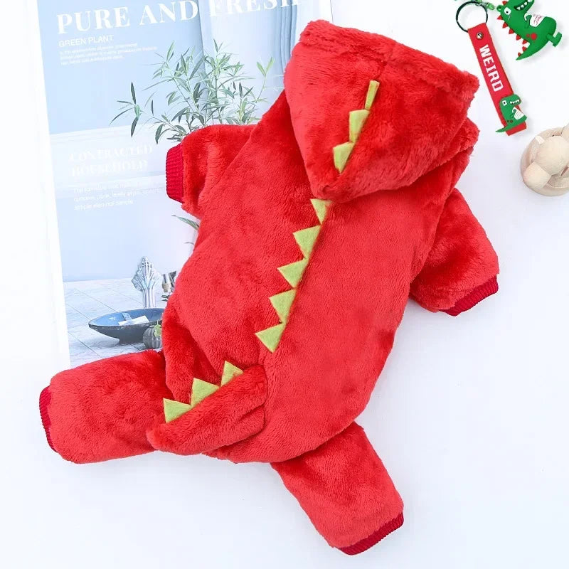 Roupa para Cachorro Dinossauro - Moletom Fleece de Inverno com Capuz