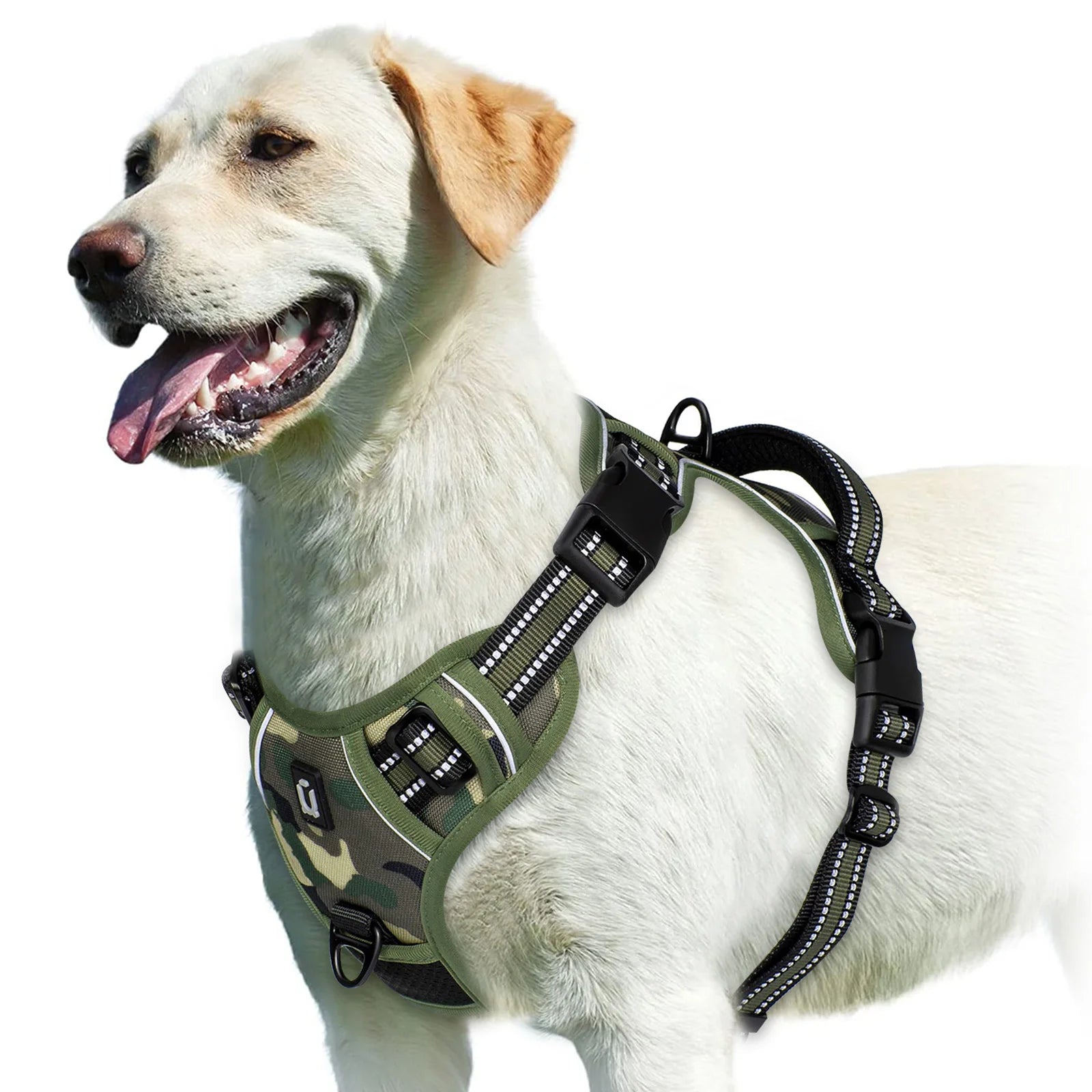 Peitoral Vest Anti-Puxão Acolchoado com Alça de Controle e Refletivo para Cães